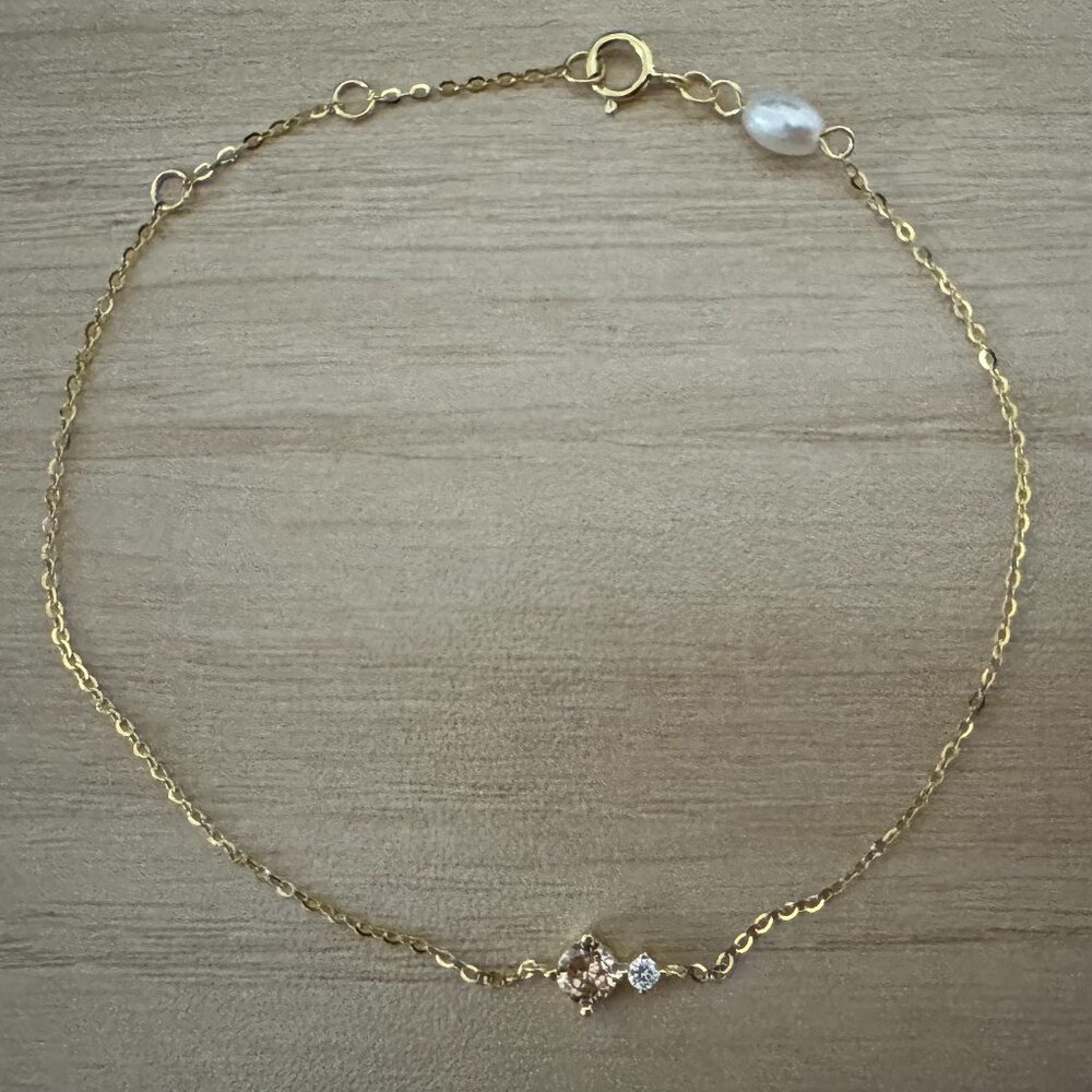 925 Sterling Silver Minimalist Gold Birthstone Bracelet